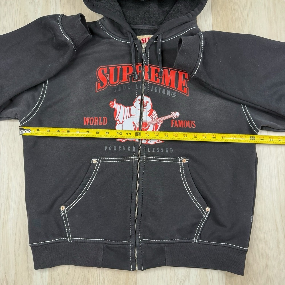 Supreme x True Religion Full Zip Hooded Fleece Graphic Print Hoodie Black Large - Picture 6 of 16